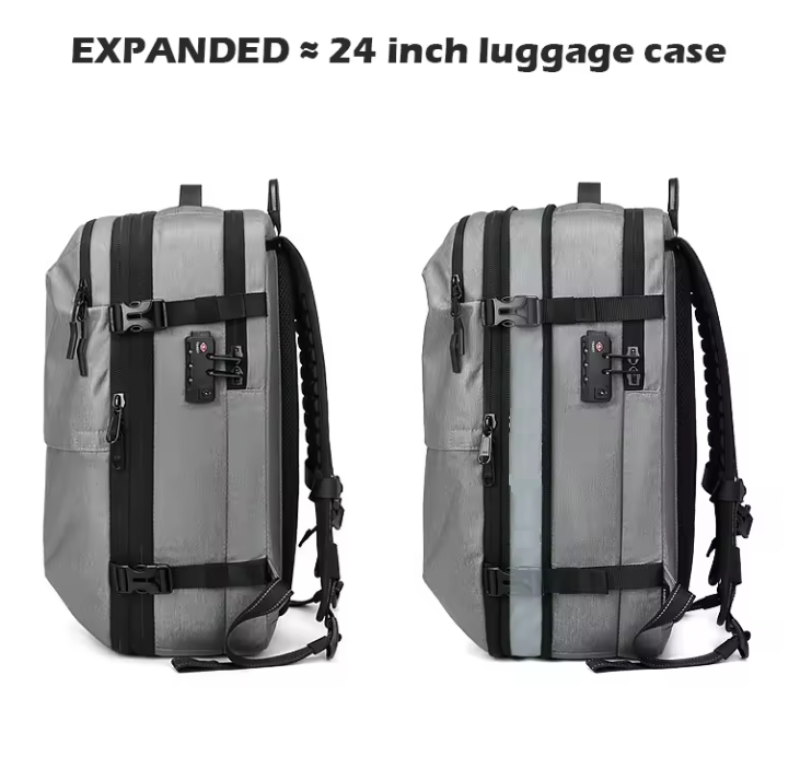 WoYoW® -Ultieme Uitbreidbare Airback- Vacuum Rugzak-60L- Zilver - Waterdicht backpack-24 inch Koffer Capaciteit-slot-17'' Laptop vak-handbagage rugtas- reistassen -49x32x15 /20 cm - Image 8