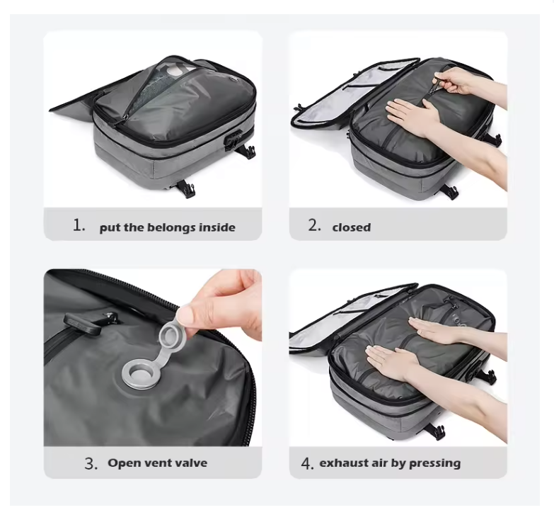WoYoW® -Ultieme Uitbreidbare Airback- Vacuum Rugzak-60L- Zilver - Waterdicht backpack-24 inch Koffer Capaciteit-slot-17'' Laptop vak-handbagage rugtas- reistassen -49x32x15 /20 cm - Image 5