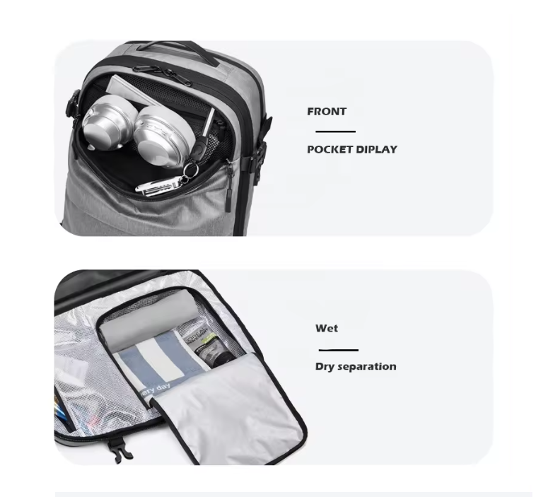 WoYoW® -Ultieme Uitbreidbare Airback- Vacuum Rugzak-60L- Zilver - Waterdicht backpack-24 inch Koffer Capaciteit-slot-17'' Laptop vak-handbagage rugtas- reistassen -49x32x15 /20 cm - Image 7