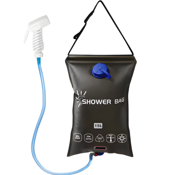 E-shop4u - Draagbare Buitendouchezak - Slimme Waterzak - Duurzaam TPU, 15L Capaciteit - Temperatuurindicator