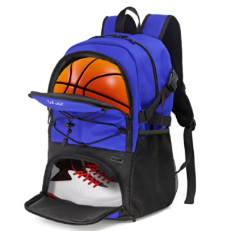 WoYoW® - Basketbal Rugzak Grote sporttas met aparte balhouder Schoenenvak- en Schoenenvak, Waterbestendig | - Blauw