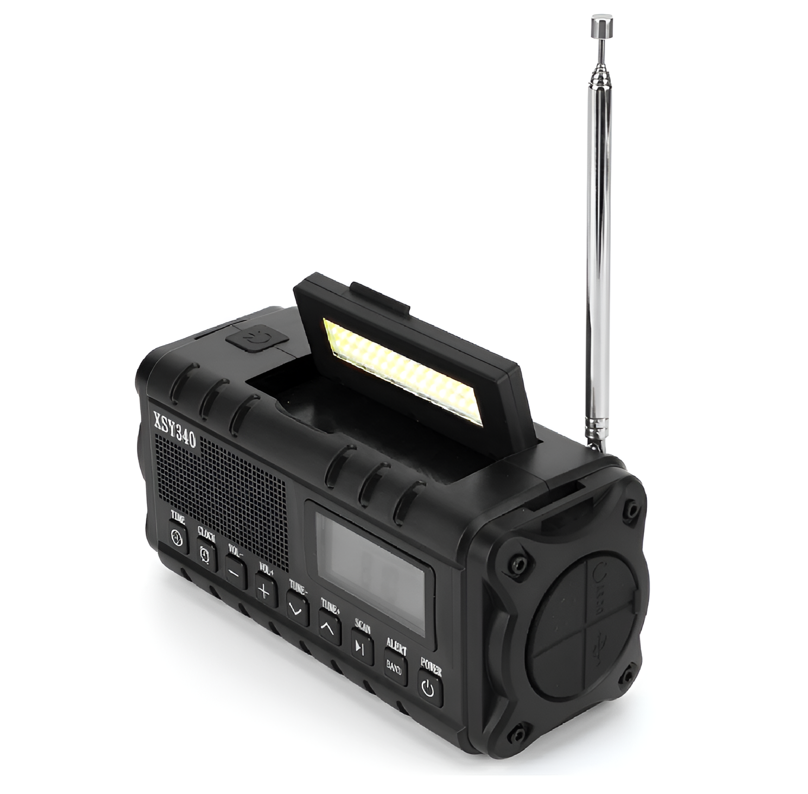 WoYoW®-10000mAh AM/FM/NOAA Weerradio met 2 Zonnepanelen - Draagbare Noodradio voor Outdoor Avonturen - Duurzame Energiebronnen - Handzwengel Oplaadbaar - Oranje - Image 5