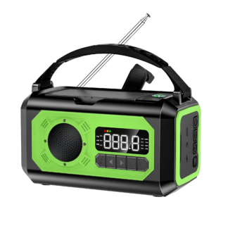 WoYoW®-12000mAh AM/FM/NOAA Weerradio met 2 Zonnepanelen - Draagbare Noodradio voor Outdoor Avonturen - Duurzame Energiebronnen - Handzwengel Oplaadbaar - Donkergroen