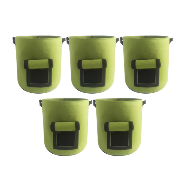 WoYoW® - 10 Gallon Vilt Plantzakken - 5 Stuks L - Ademend - Tweezijdig Oogstvenster - Groente & Aardappel - Tuin & Balkon - Groente