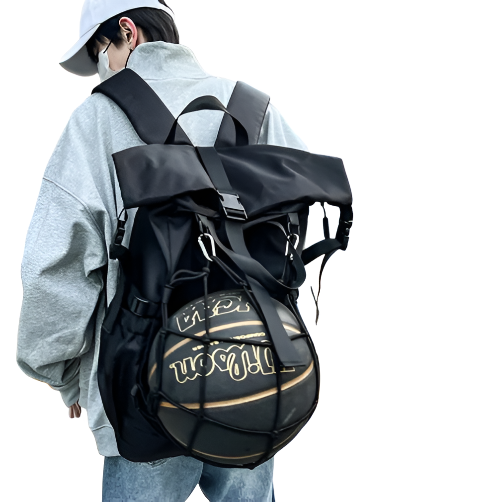 CarryQuest® - Met Grote Capaciteit Voor Basketbal - Sporttas Basketbal - 20-35L - Waterdicht - Trekkoord - Unisex - Zwart - Image 5