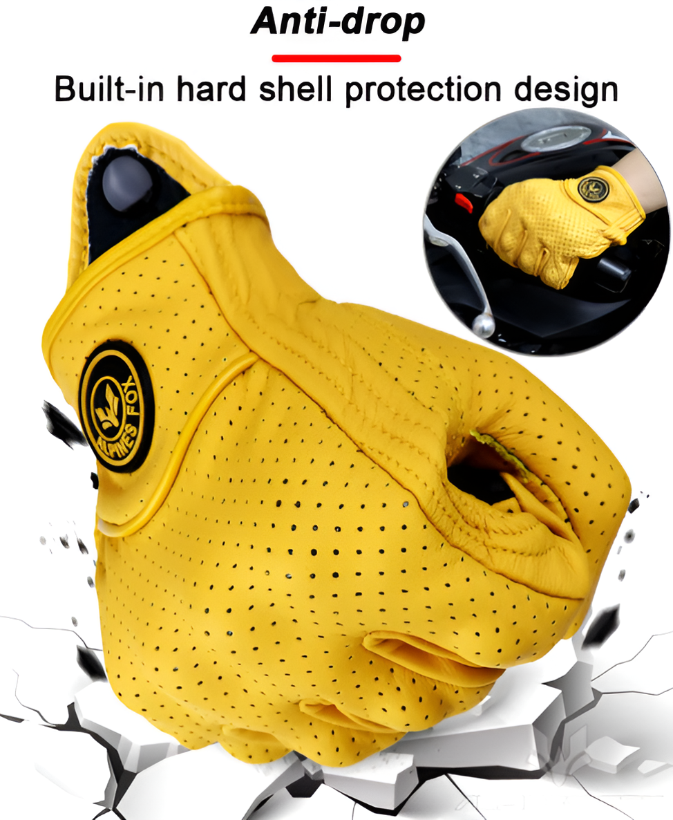 WoYoW® - Vintage Geitenleer Motorfiets Handschoenen - Zomer - Touchscreen - Knokkelbescherming - Geel - Maat - M - Image 7