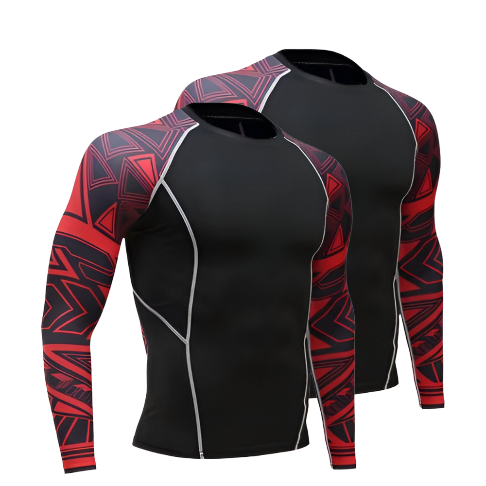 E-shop4u - 2x Fleece Thermisch Ondergoed T-shirt - Warmte & Compressie - Rood - XS