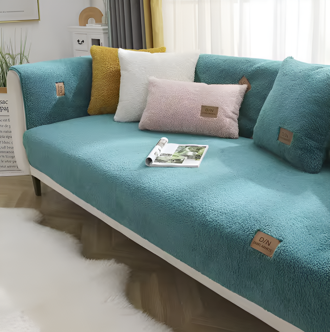 WoYoW® - Sofahoes - Pluche - Anti-slip & Waterdicht - 100% Katoen - Zachte Pluche Couch Cover - Pad l-vormige Sofa decor - Sofa Covers Handdoek - 70x70cm - Groen