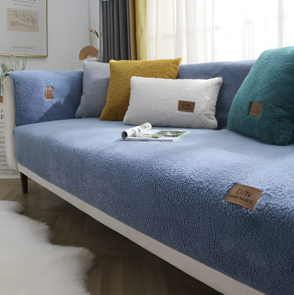 WoYoW® - Sofahoes - Pluche - Anti-slip & Waterdicht - 100% Katoen - Zachte Pluche Couch Cover - Pad l-vormige Sofa decor - Sofa Covers Handdoek - 210x240cm - Blauw