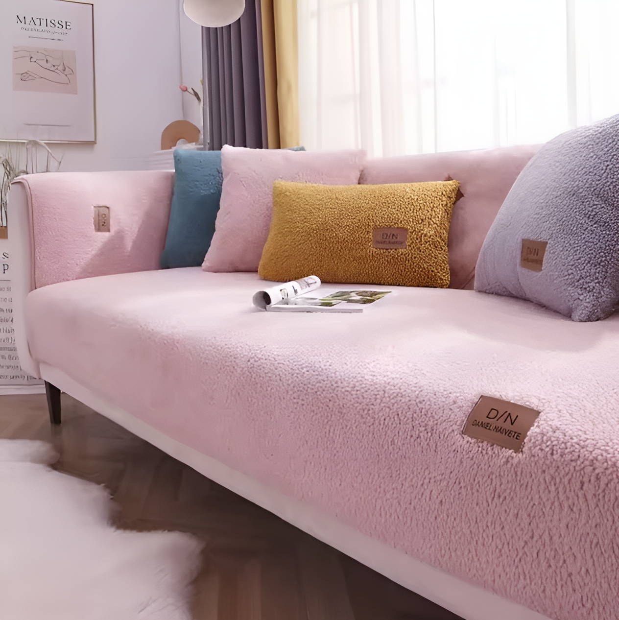 WoYoW® - Sofahoes - Pluche - Anti-slip & Waterdicht - 100% Katoen - Zachte Pluche Couch Cover - Pad l-vormige Sofa decor - Sofa Covers Handdoek - 70x210cm - Roze