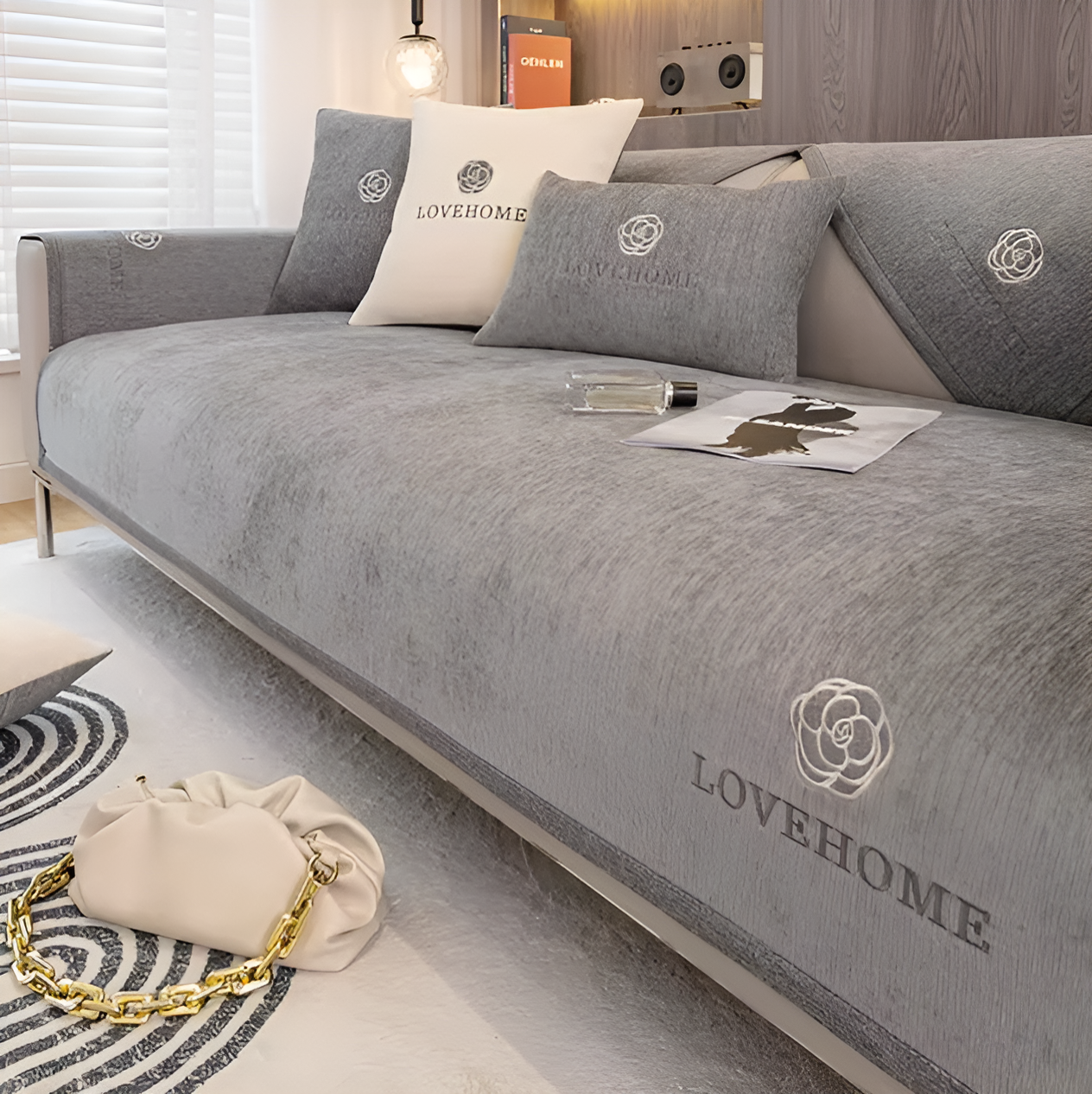 WoYoW® - Luxe Sofa Cover - Anti-Slip, Universele Bankhoes voor Huisdieren & Kinderen - Polyester - Maat 110x160cm - Donker Grijs - Image 5