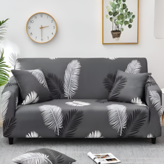 WoYoW® - Sofahoes Bloemenprint Elastisch - Antislip & Machinewasbaar - elastische bankhoes - anti-vuile spandex bankhoes - 4-Zits (235-300 cm) - Zwarte Bloem