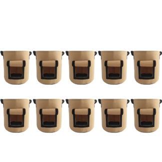 WoYoW® - 5 Gallon Vilt Plantzakken - 10 Stuks L - Ademend - Tweezijdig Oogstvenster - Groente & Aardappel - Tuin & Balkon - Kameel