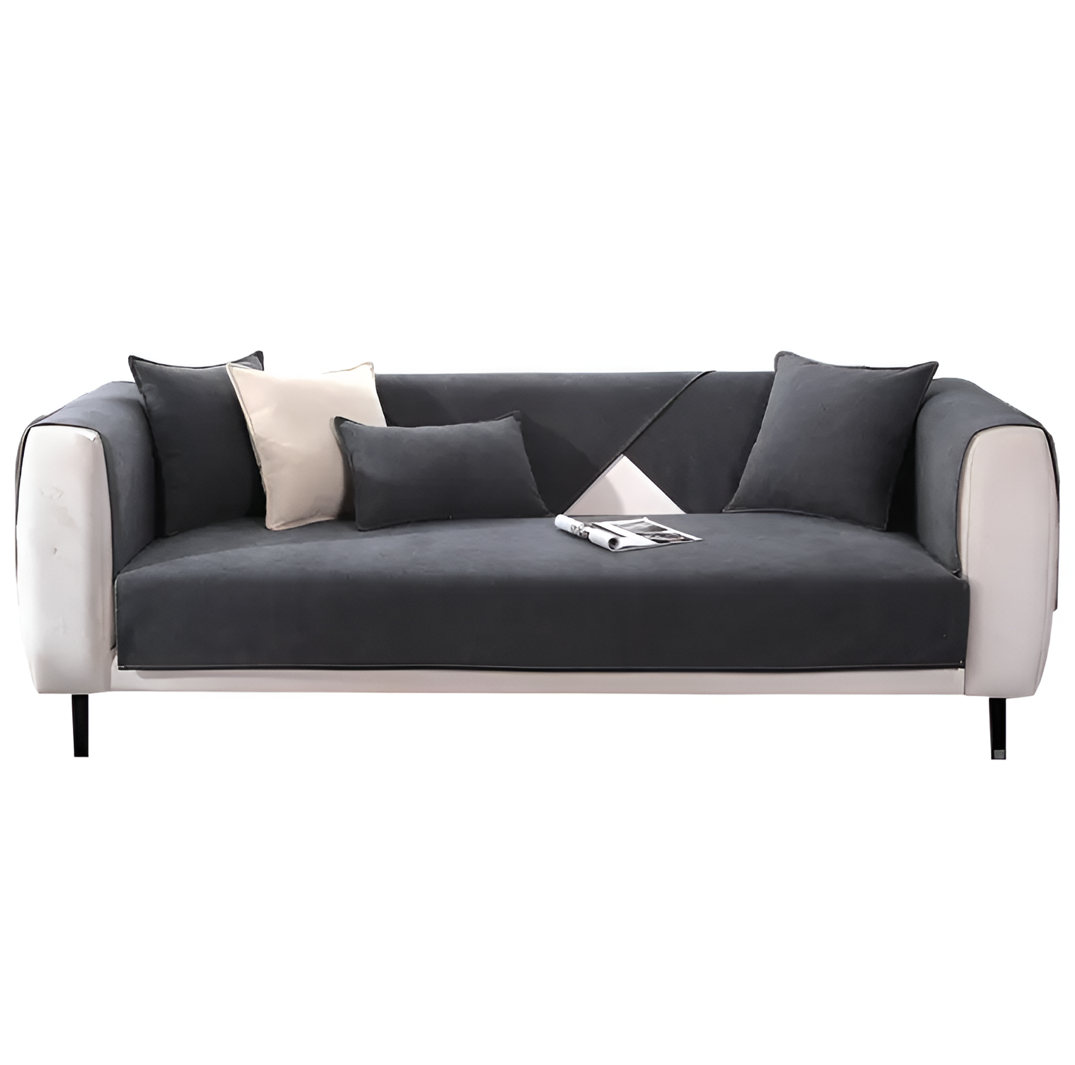 WoYoW® - Noorse Sofahoes - Universeel - Anti-Slip - L-Vormige Bank Handdoek Beschermer Voor Woonkamer - Vier Seizoenen - Diverse Maten - Maat C 70x120cm - Dimgrijs - Image 4