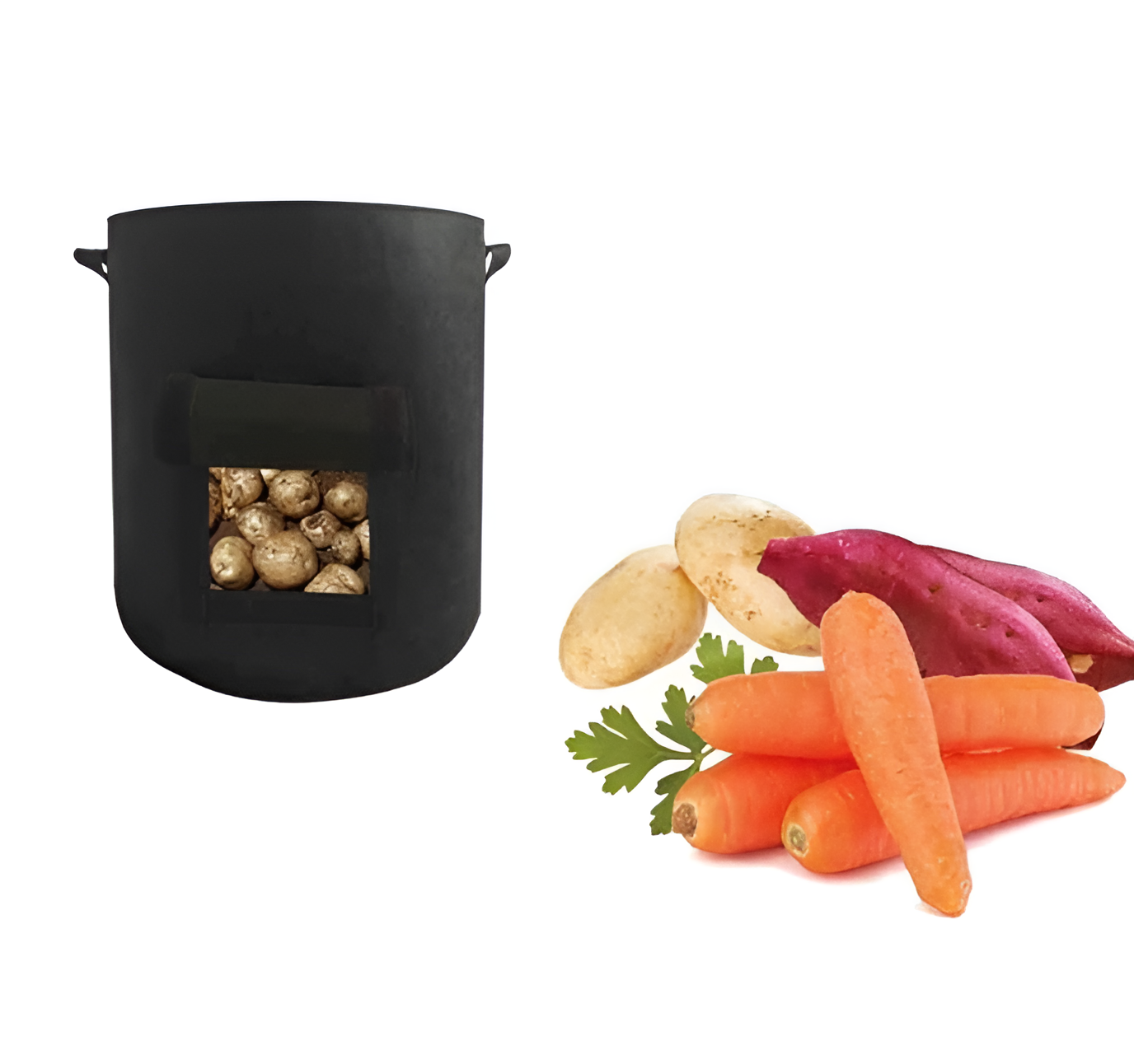 WoYoW® - 10 Gallon Vilt Plantzakken - 5 Stuks L - Ademend - Tweezijdig Oogstvenster - Groente & Aardappel - Tuin & Balkon - Zwart - Image 8
