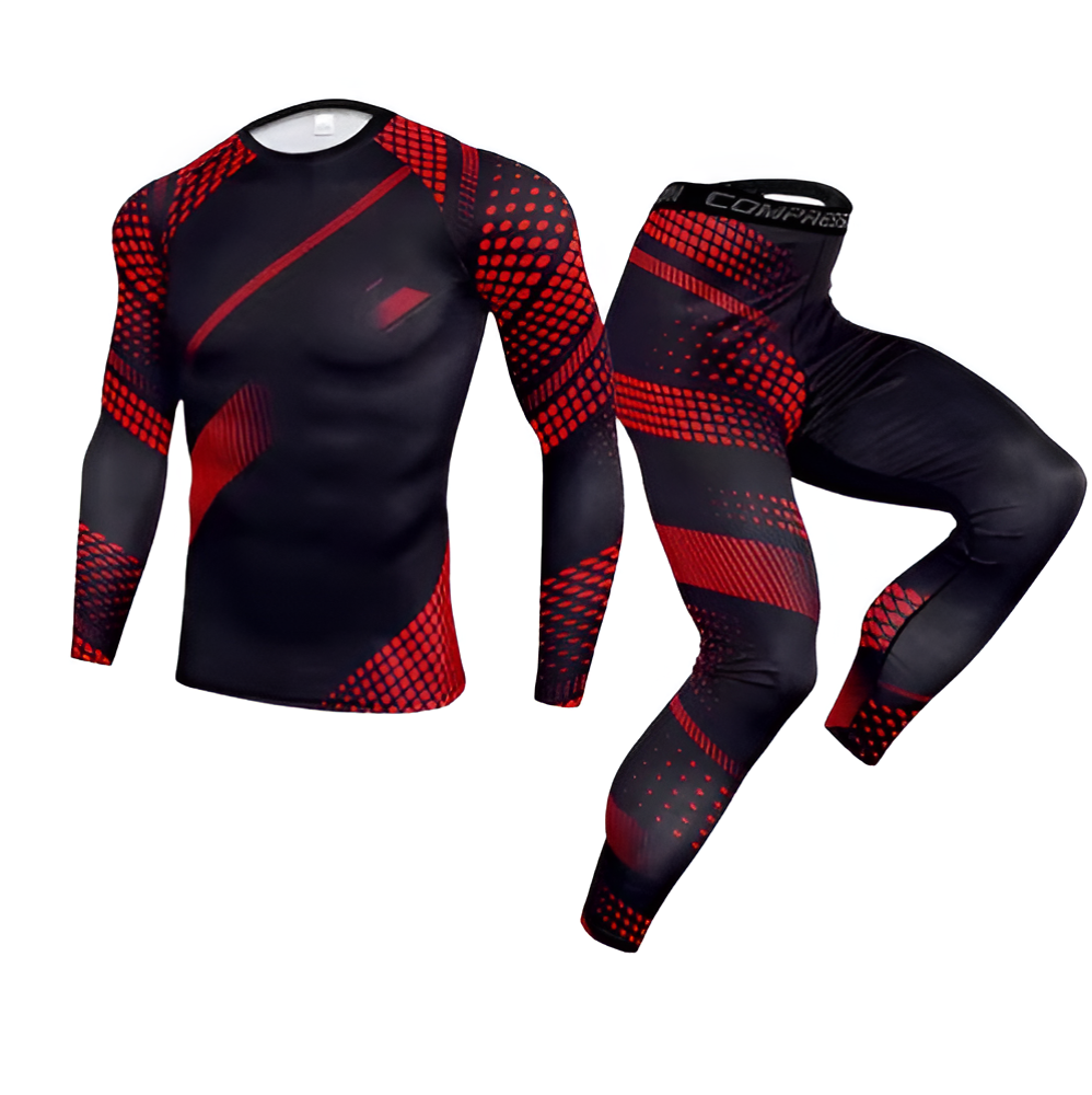 WoYoW® - Mannen Compressie Sport Thermisch Ondergoed - Winter Warm Kompres Lange - Onderbroek Shirt & Tops Bottom pak- Warmte & Prestatie - Rood - XL
