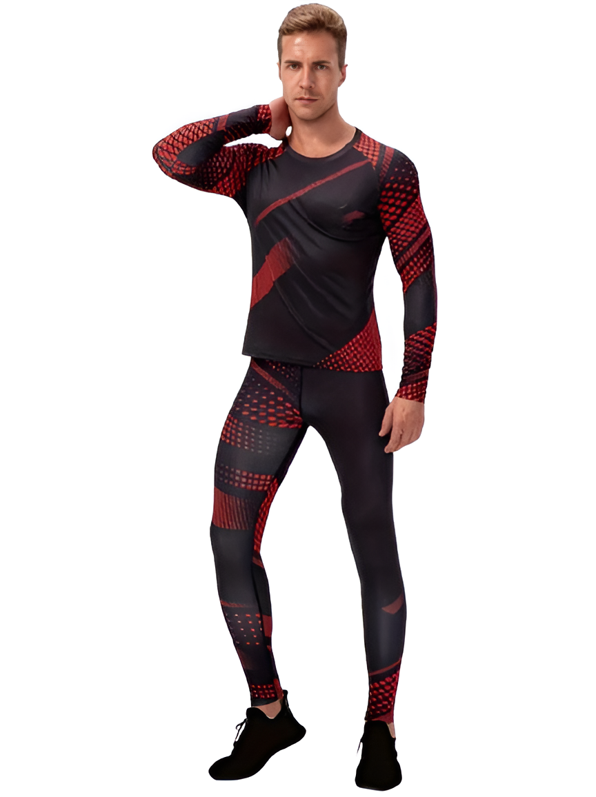 WoYoW® - Mannen Compressie Sport Thermisch Ondergoed - Winter Warm Kompres Lange - Onderbroek Shirt & Tops Bottom pak- Warmte & Prestatie - Rood - XL - Image 8