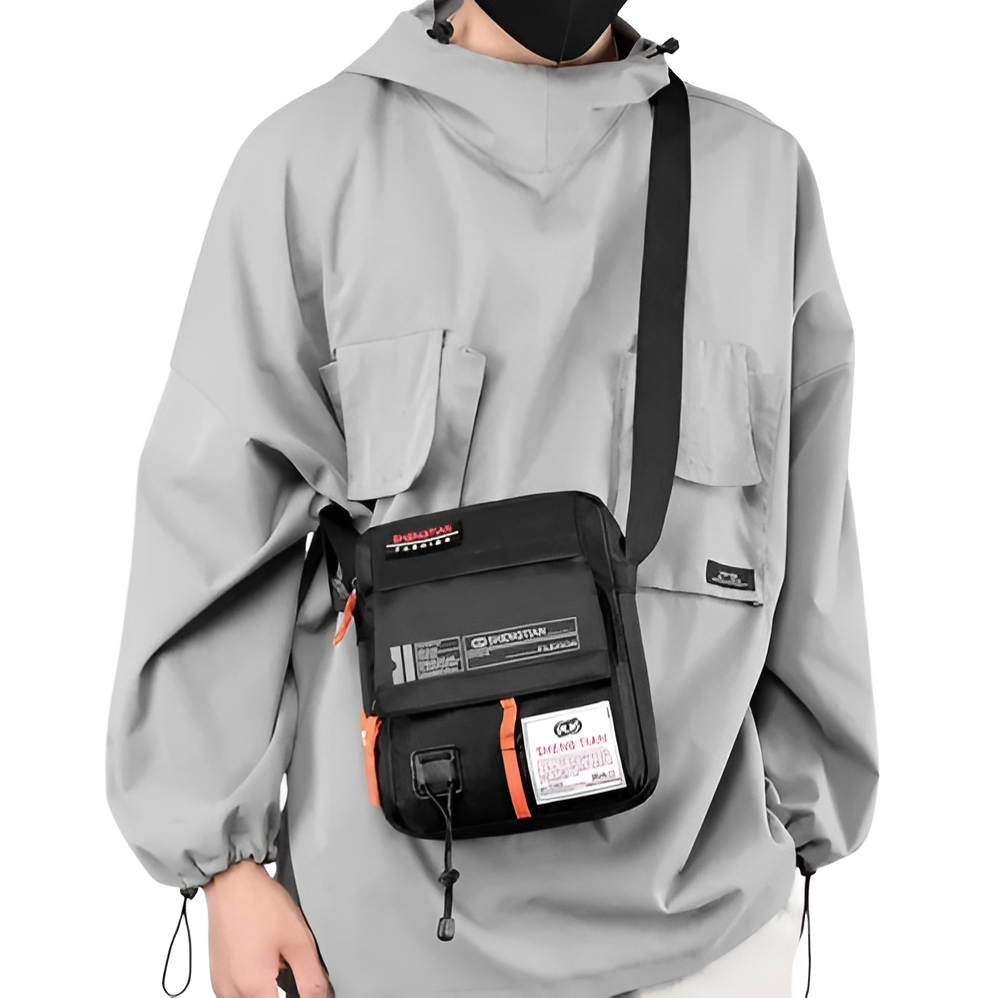 WoYoW® - Oxford Bags Heren Schoudertas - Waterdichte Messenger Crossbody Tassen - Rits - Zakelijke Tassen voor Mannen - Zwart Oranje - Image 12