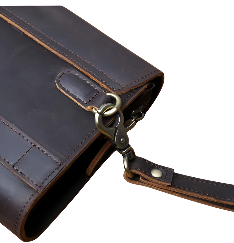 WoYoW® - Vintage Heren Clutch - Echt Gek paard Leder - Telefoon Tas - Stijlvol & Praktisch - Donkerbruin - Image 3