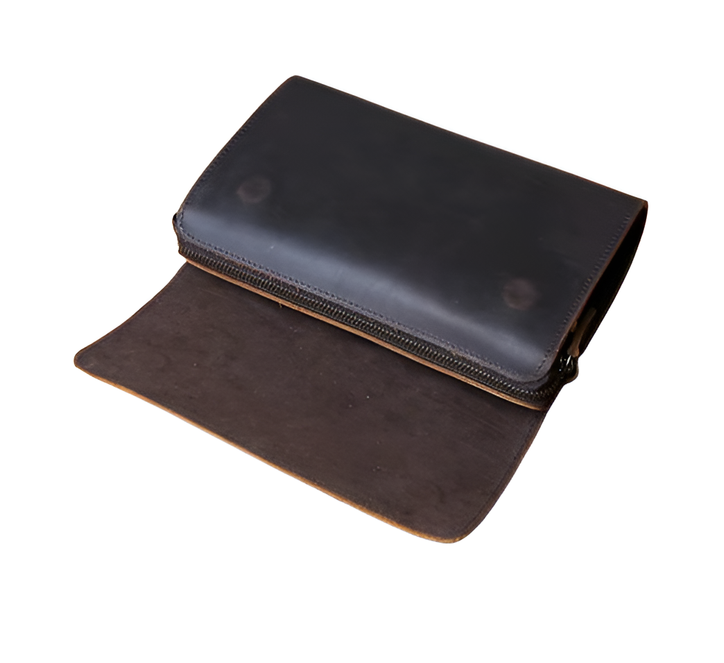 WoYoW® - Vintage Heren Clutch - Echt Gek paard Leder - Telefoon Tas - Stijlvol & Praktisch - Donkerbruin - Image 4