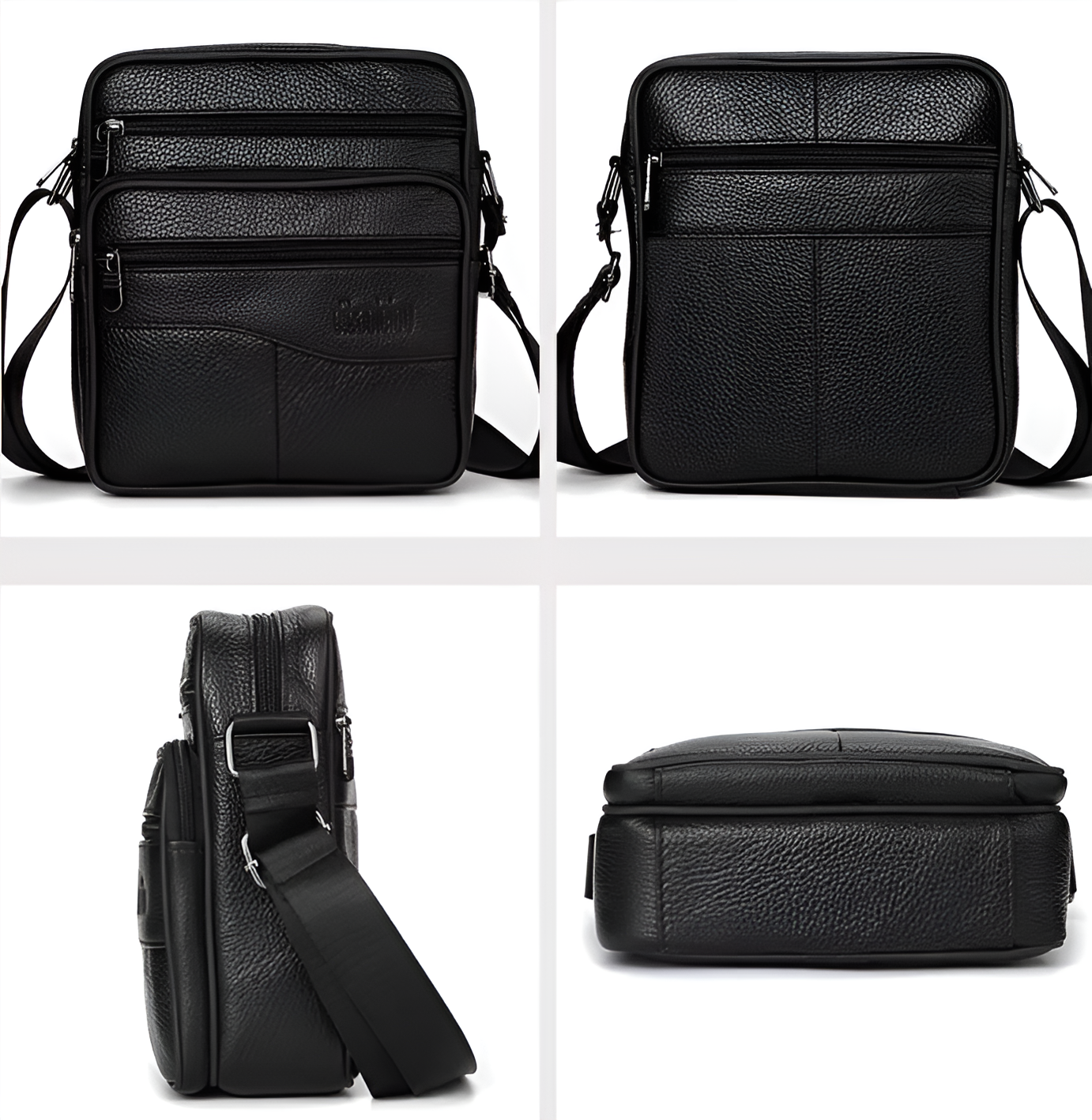 WoYoW® - Heren Lederen Schoudertas - Grote Maat - Messenger Bag Lederen Tassen - Echt Leder - Zakelijk - Crossbody - Zwart - Image 2