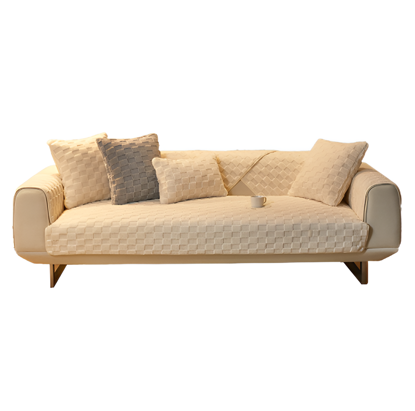 E-Shop4u® - Pluche Kussenhoes Winter Nordic - Antislip + Waterdicht - - 100% Polyester - Geschikt voor Hoekbank - Kussenhoesjes - Kussensloop - 30x50cm - Geel - Image 5