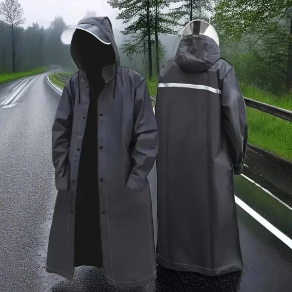Hoge kwaliteit zwarte volwassen verdikte waterdichte lange regenjas dames heren regenjas met capuchon buiten motorfiets, wandelen, vissen, fietsen - AliExpress