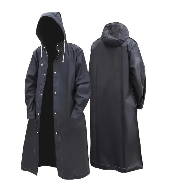 Zwarte mode volwassen waterdichte lange regenjas dames heren regenjas met capuchon buiten motorfiets, fietsen, wandelen, vissen - AliExpress 15