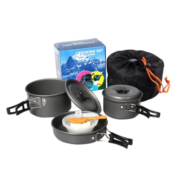 Campingpannenset Pot Koekenpan Antiaanbaklaag Lichtgewicht stapelbare opbergtas Geschikt voor 2-3 personen buitengerei - AliExpress 18