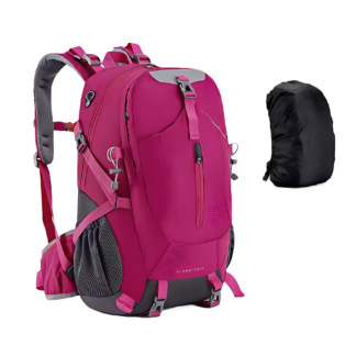 CarryQuest® - 40L Wandelen Camping Rugzak - Met Regenhoes - Comfortabel, Waterdicht, Multifunctioneel - Reisrugzak - Schooltas - Roze