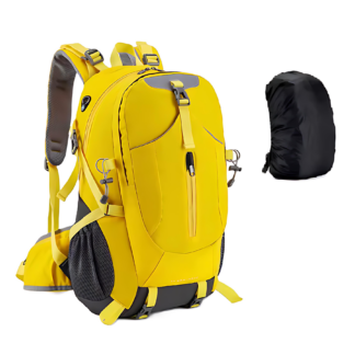 CarryQuest® - 40L Wandelen Camping Rugzak - Met Regenhoes - Comfortabel, Waterdicht, Multifunctioneel - Reisrugzak - Schooltas - Geel