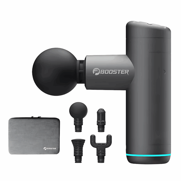 CarryQuest® - Massage Gun + Met Tas - Krachtige Percussie Massager met 4 Massagekoppen - Slimme Druksensortechnologie - Zwart