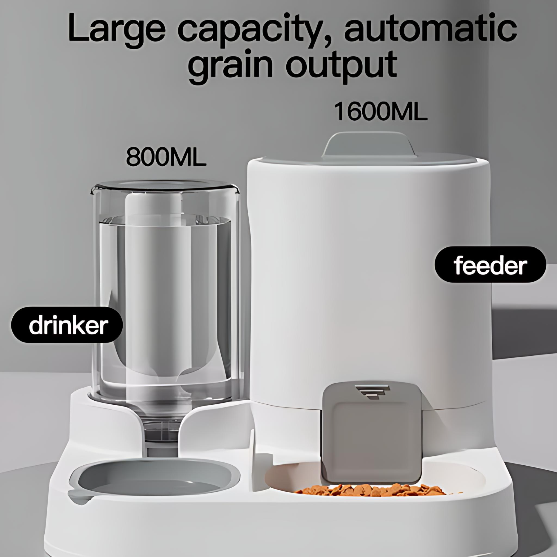 CarryQuest® 1600 ml voer en 800 ml water Dispenser – 2‑in‑1 Monoblock Kattenvoeder – PP/PET – Morsbestendig – Groen - Image 9